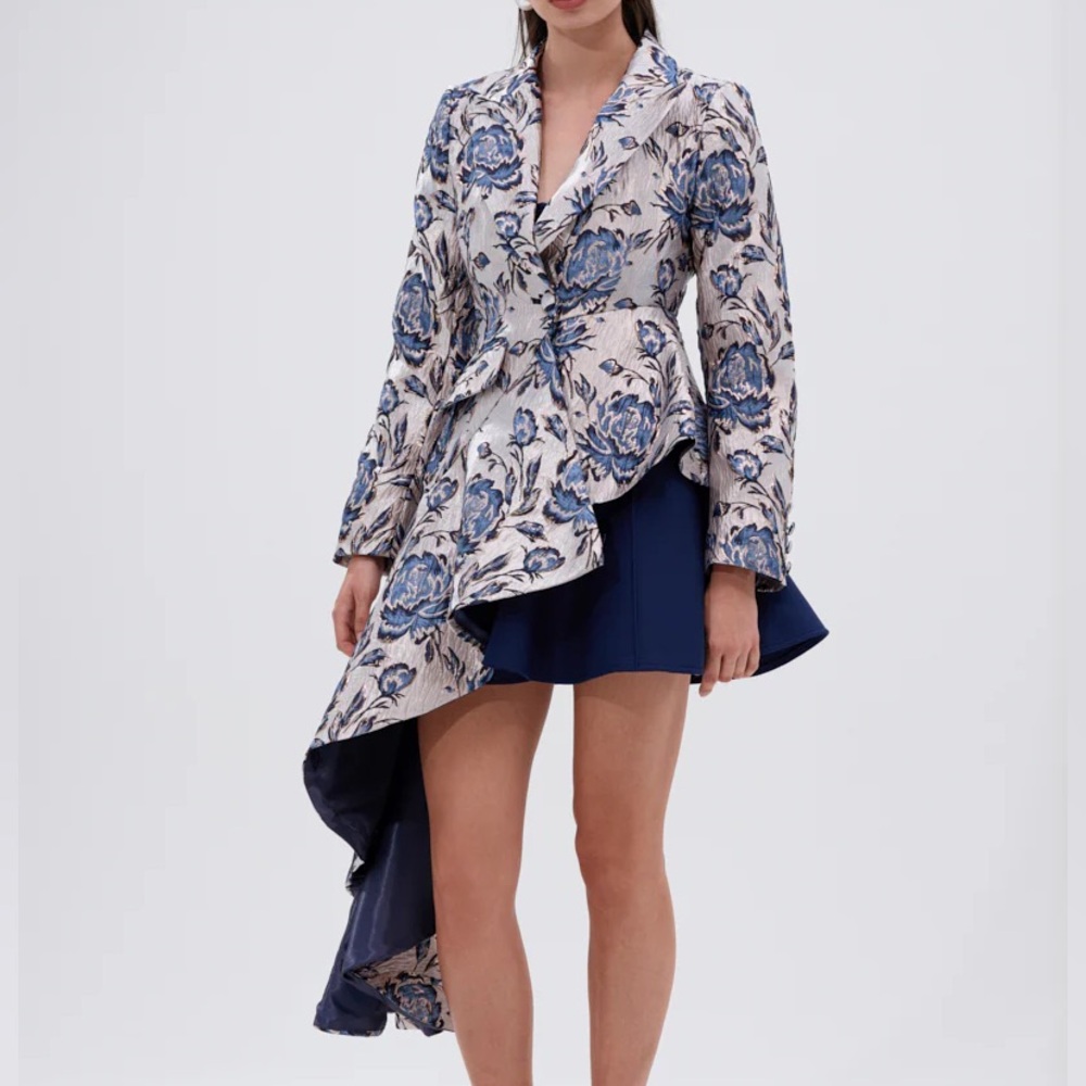 AKIRA Floral Asymmetrical Dress CHARLOTTE BLAZER XL Floral Coat - Picture 2 of 3